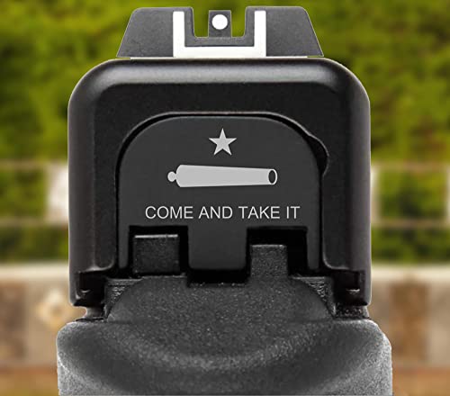 Bastion For Glock | Gen 1-5 | Models G17 19 21 22 23 24 26 27 29 30 31 32 33 34 35 36 37 38 39 40 41 45 | Engraved Back Plate Aluminum Back Butt Rear Cover Plate - Come And Take It #TOP4