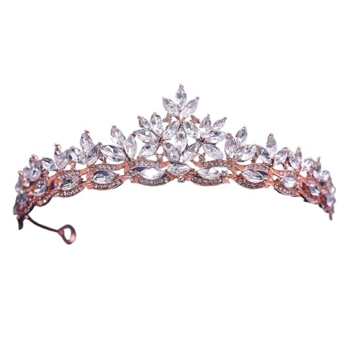 Multi-Color Rhinestone Bridal Tiara - European Style Crown For Weddings & Events(Rose gold)