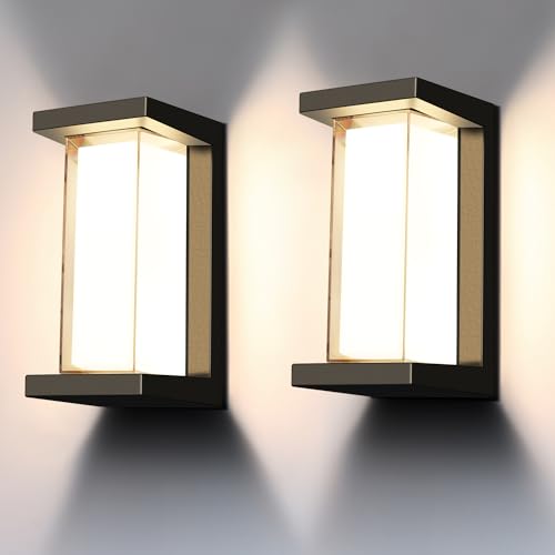 Juyace 18w Outdoor Porch Lights Exterior Lighting Fixtures Wall Mount Rectangular Modern Patio...