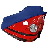 Star Cover Compatible avec Une BÂCHE D'INTÉRIEUR pour Porsche 911 Turbo (930) Housse avec Manchons DE RÉTROVISEURS Bleu