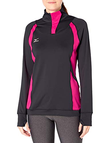 Mizuno Women's Drive Half Zip Jacket, Charcoal Pink, X Small