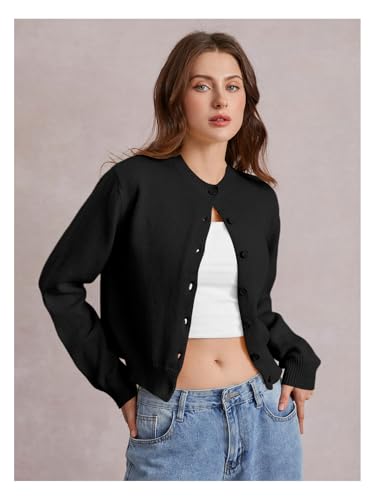 Image of SOLY HUX Women's Button Down Cropped Lightweight Cardigan Sweater Cute Fall Fashion 2026