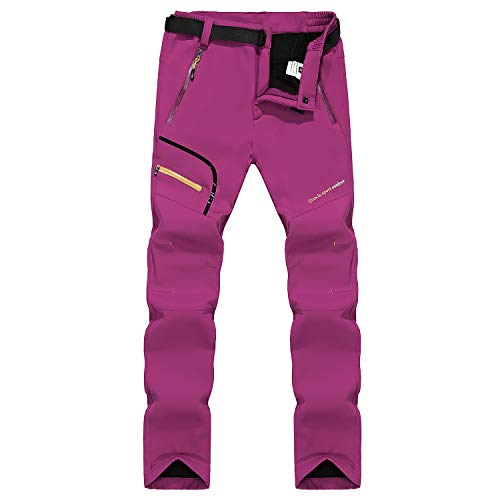 Naudamp Pantalones de Senderismo Forrados con Forro Polar de Invierno Softshell para Mujer Pantalones para Caminar Ligeros de Secado rápido al Aire Libre