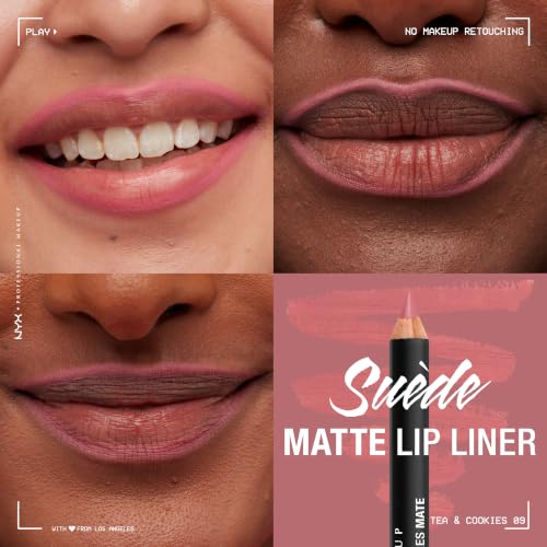 Image of NYX PROFESSIONAL MAKEUP Suede Matte Lip Liner, Velvety-Smooth, Long-Lasting Formula For A Defined Lip Makeup Look - Tea & Cookies (Pink)