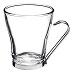 Bormioli Rocco Verdi Glass Multipurpose Cup with Stainless Steel Handle, Set of 4