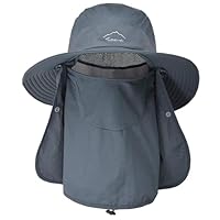 ehsbuy Fischerhut Herren Breiter Krempe Mesh Tropenhut Safari Hut Faltbar Sonnenhut mit Gesichtsbedeckung Nackenklappe