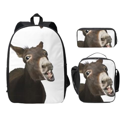 Mochila escolar ligera de burro 3 piezas con espalda acolchada y costuras reforzadas