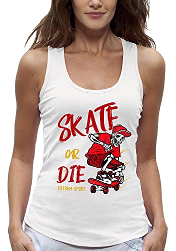 Débardeur skate or die pour femme avec motif squelette