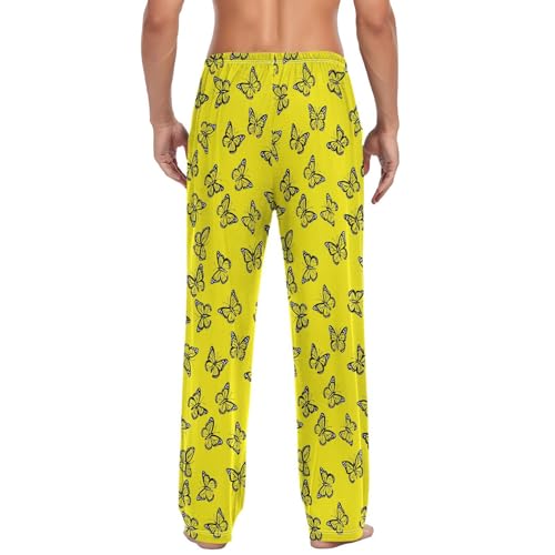 Men's Sleepwear Butterfly Yellow Pajama Pants for Men 23033952