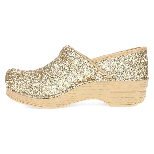 Image of Dansko Professional Glitter Slip-On Clogs for Women - Rocker Sole and Arch Support for Comfort - Shiny and Stylish Glitter Uppers
