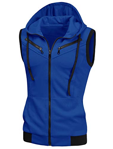 Chaleco con capucha hombre Uxcell solución slim fit sin mangas para vestir en capas azul