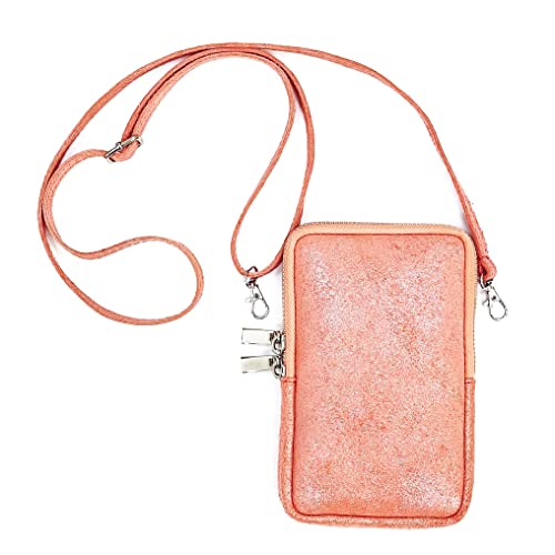 Sac à bandoulière femme en cuir avec portefeuille et porte-téléphone intégré