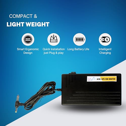 EVA Mini UPS for 2 Routers+ONU | Dual Output 12V + 12V | Uninterrupted Power Backup for All Brand Wi-Fi Router + ONU/Modem + Router Setup | 3-6... - Image 3