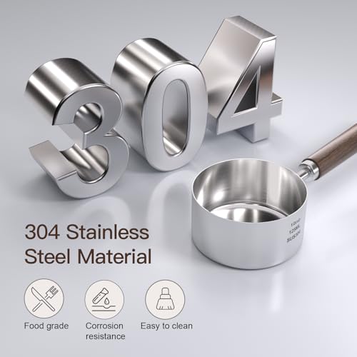 Image of Dog-Cat Food Scoop Measuring-Cup - 1 /2 Cup (4 Oz),304 stainless steels,Black walnut long handle