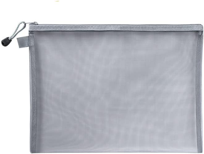b 3pcs B5 Makeup Bag Cosmetic Bag File Folder Mesh Bag Paper Bags Folders Document Storage Bag Testing Paper Pouch Mesh Pouch File Holder File Pouch Zipper Office Material，11.2 * 8.1in，Gray