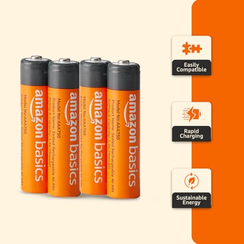Image of Amazon Basics AAA Rechargeable 750 mAh Batteries | Ready-to-use | Pre-Charged Ni-MH Batteries (Pack of 4)