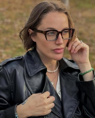 Image of VISOONE Chunky Square Anti Glare UV400 Blue Light Blocking Computer Glasses | 99% Digital Screen Filter Non-Prescription Clear Lens Thick Frame 32g Lightweight Eyewear Office for Men Women MONTANA