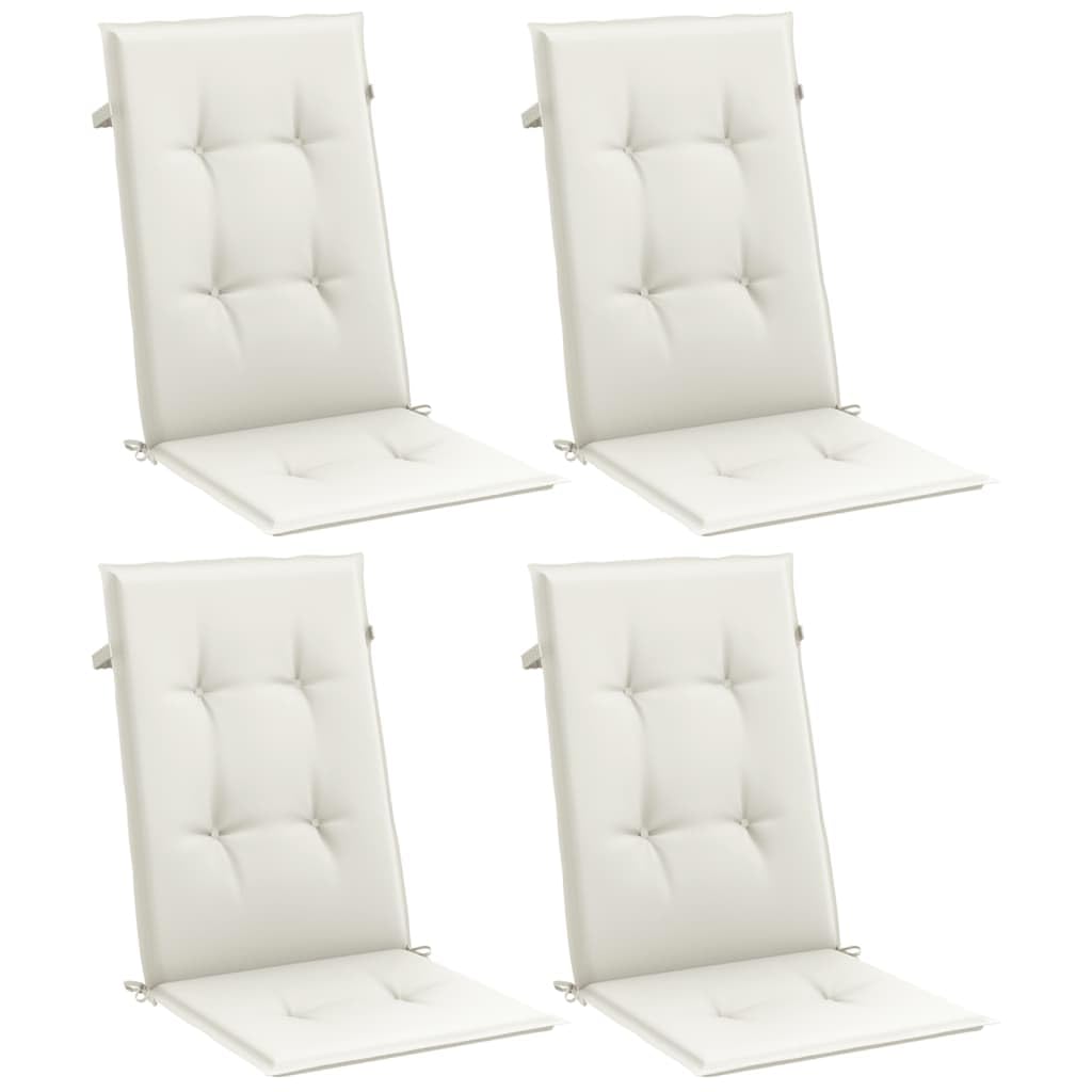 Hochlehner-Auflagen 4er Set, Melange Creme Gartenstuhl-Auflagen 120x50x4 cm, Bequeme Sitzkissen für Gartenstühle & Hochlehner, Weiche Polsterauflagen aus Stoff