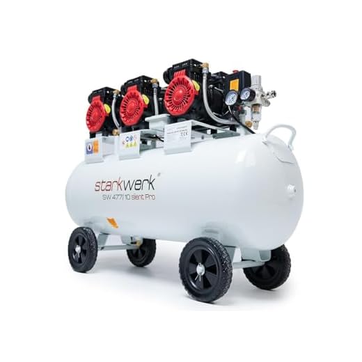Starkwerk Flüsterkompressor Druckluftkompressor Kompressor 10 Bar 3,3 KW 4,5 PS 230 Volt SW 477/10 Compressor inklusive Druckminderer und Wasserabscheider