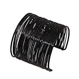 IXDEAXLY Exaggerated large bracelet, heavy metal exquisite fashion armband, multi-layer-Black