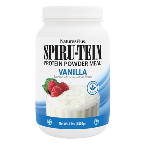 NaturesPlus SPIRU-TEIN Vanilla - 4 lbs - Plant-Based Protein Shake - Non-GMO Vegetarian Gluten Free - 60 Servings