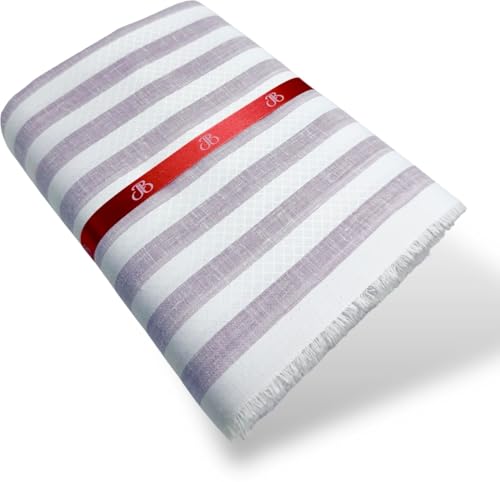 Image of JHABAK'S Unstitched Striped Shirt Fabric for Men - Cotton Linen Blend Lining Material - Shirt and Kurta Piece Cloth