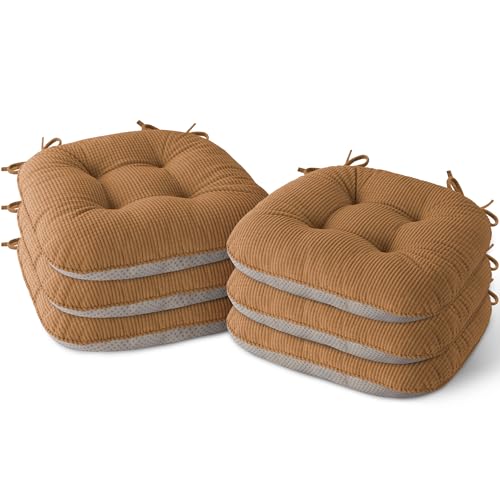 MineCozy Indoor Dining Chair Cushions Set of 6, 17"X16"X3", Khaki