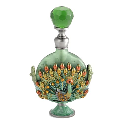 EliteBloom 7Ml Vintage Perfume Bottle, Peacock Refillable Glass Empty Perfume