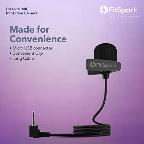 Image of FitSpark 2.5mm External MIC Exclusively for Eagle i9 Plus Action Camera with 2.5mm Connector | Convenient Clip | Long Cable