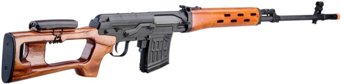 GoldenBall Atlas Custom Works SVD Dragunov Spring Powered Airsoft Sniper Rifle w/Fixed Sportsman Stock (Color: Wood)