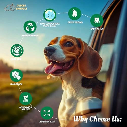 Image of Compostable Dog Poop Bags, 90 Count (6 Rolls) | Leak-Proof, Extra Thick, Biodegradable Waste Bags | Eco-Friendly Pet Cleanup | Potty Picker Bags for Dogs |(Green /Red)