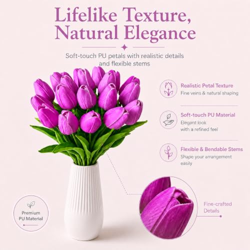 Image of Mandy's 20pcs Artificial Lavender Tulips