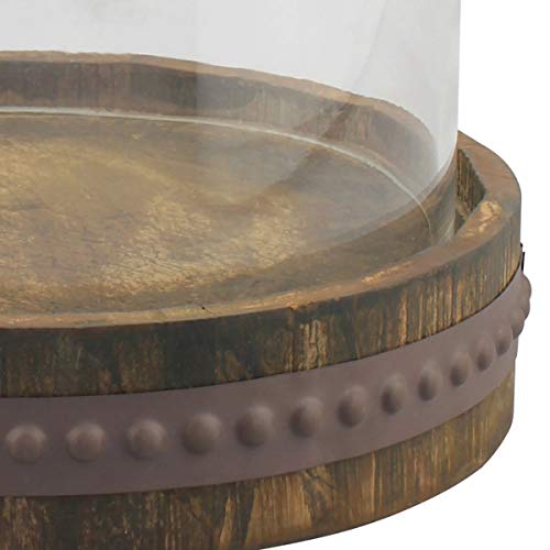 Stonebriar Clear Glass Cloche with Rustic Wood and Metal Base #TOP22