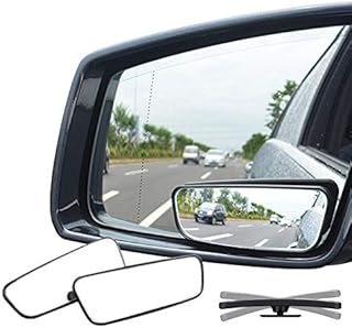 Ampper Rectangle Blind Spot Mirror, 360 Degree HD Glass and ABS Housing Convex Wide Angle Rearview Mirror for Universal Car Fit (Pack of 2)
