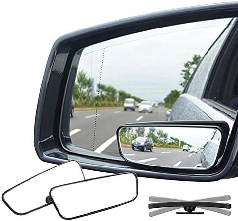 Ampper Rectangle Blind Spot Mirror, 360 Degree HD Glass and ABS Housing Convex Wide Angle Rearview Mirror for Universal Car Fit (Pack of 2)