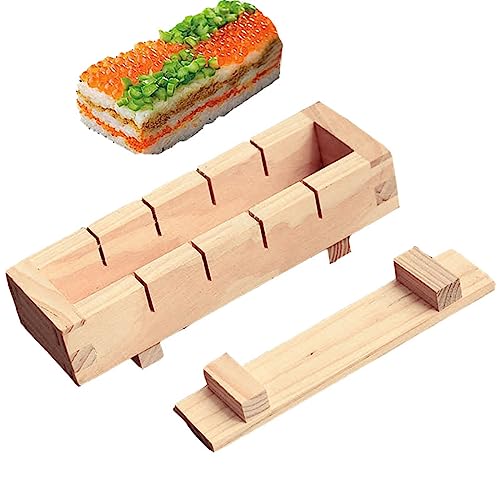 Molde de arroz de sushi de madera tradicional con dos piezas para cocina en casa 6