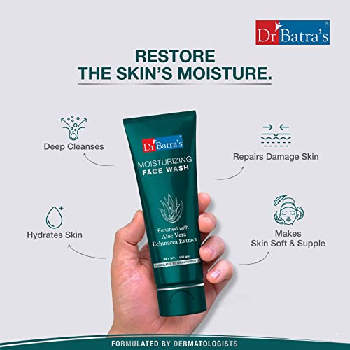 Image of Dr Batra's Moisturizing Facewash, Enriched with Aloe Vera, Face Wash for Balanced & Supple skin, Protection from impurities, Suitable for adults (100g)