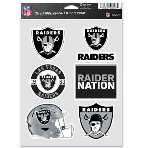 WinCraft NFL Decal Sticker Multi Use 6 Set 19x14cm Las Vegas Raiders
