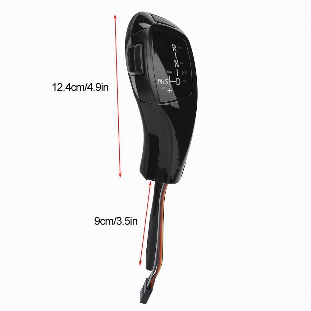 Cuifati Perilla de Cambio de Marchas LED Automática LHD Eléctrica para BMW E46 E60 E61 1999-2006, Kit de Reemplazo de Palanca de Cambios Eléctrica (Apto para Volante a la izquierda) (Negro brillante)