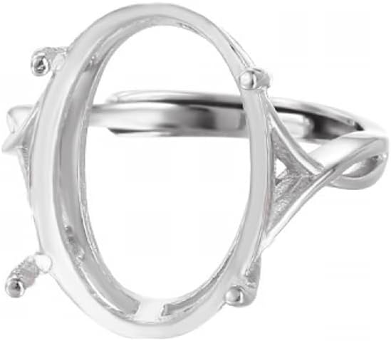 925 Silver Adjustable Ring Base Blank fit 5X7/6X8/7X9/8X10/10X12/12X16/13X18mm Oval Cabochon Gemstone Mounting Setting DIY Ring Finding Jewelry Making Gift for Women