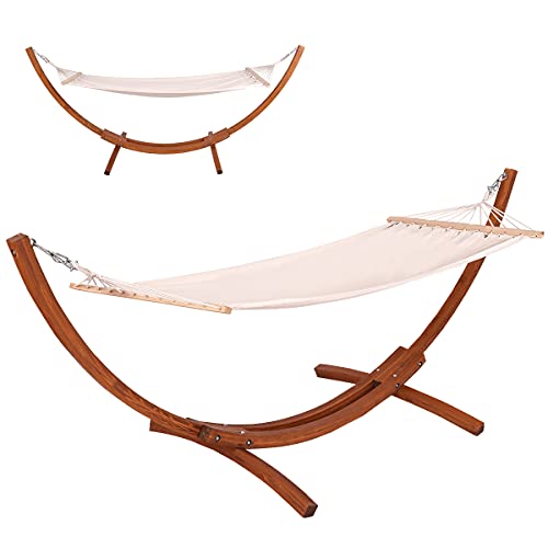 RELAX4LIFE Hängemattengestell mit Matte, Hängemattenset Massivholz, Hängematte Liegefläche: 100x200cm, Hängemattenständer für Garten & Balkon & Terrasse, für Erwachsene & Kinder, bis 120 kg belastbar