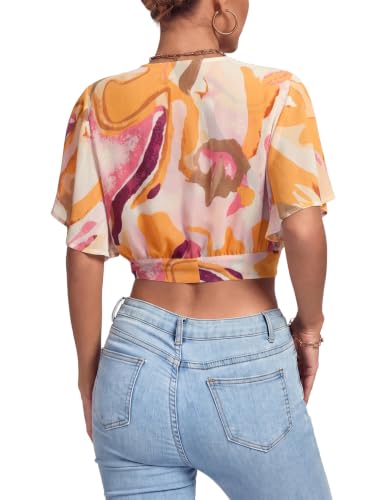 Image of LYANER Women's Tie Front Sexy Crop Tops
