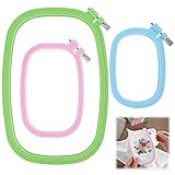3 Pack 3 Size Square Embroidery Hoops, Plastic Cross Stitch Hoop, Reusable Embroidery Hoop for DIY Sewing Project(Multi Color)
