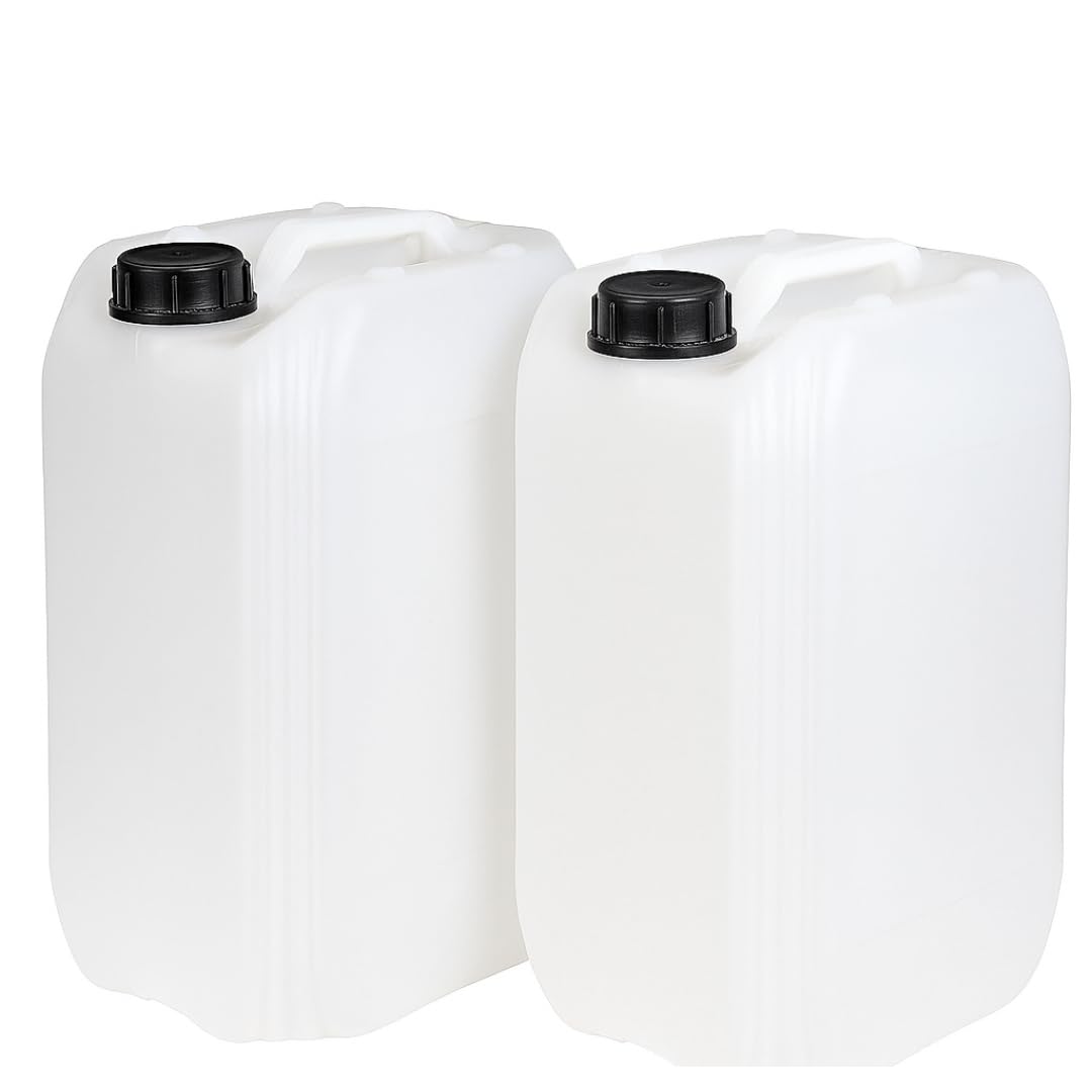 Liquipak White 2 X 25L Water Container – Heavy Duty Stackable Jerry Can With Din 61 Cap | Camping Water Carrier | Plastic Water Storage Tank | Ideal For Outdoor, Emergency, And Industrial Use