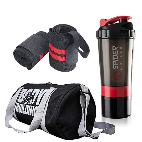Buy AV Brands Gym Bag for Men Combo Black Body Building Gym Bag, Wrist