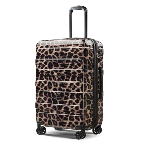 Tolino Carry on Luggage 22x14x9 Airline Approved-20 Inch Hardside Suitcase with Wheels TSA Lock PC+ABS Lightweight Carry on Suitcases for Women and Men Cheetah Print
