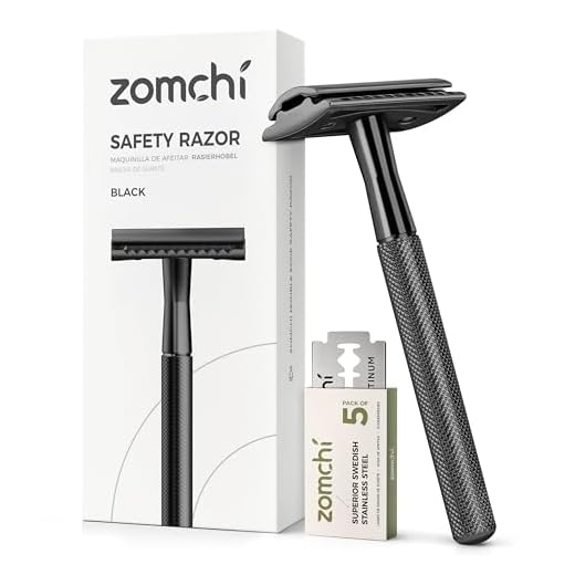 Razors for Men or Women, Safety Razor with 5 Blades, Shaving Razor with a Delicate Box, Fits All Double Edge Razor Blades(Black)