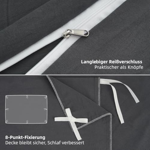 Duvetnova Bettwäsche 200x220 Superweiche Vorgewaschene Mikrofaser Baumwollähnlich ÖKO-TEX 1 Bettbezug 200x220+2 Kissenbezüge 80x80-alle mit… – Ansicht 4