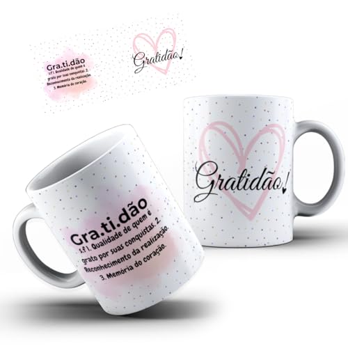 Caneca Personalizada Frase Gratidão Porcelana Linda