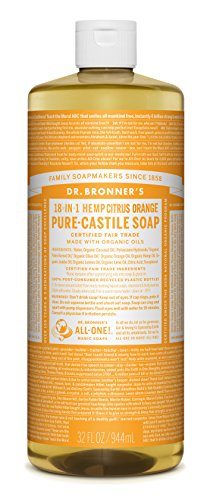 Dr. Bronner’s - Pure-Castile Liquid Soap (Citrus, 32 ounce) - Made with Organic Oils, 18-in-1 Uses: Face, Body, Hair, Laundry, Pets and Dishes, Concentrated, Vegan, Non-GMO